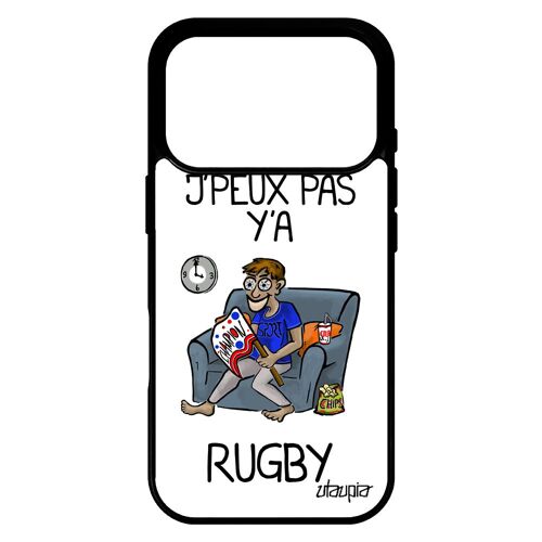 Coque pour iPhone 17 pro silicone j'peux pas y'a rugby antichoc souple jpeux je humoristique mobile XV de France drole texte blanc