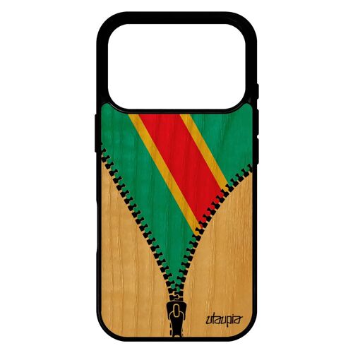 Coque bois pour iPhone 17 pro silicone drapeau rdc congo kinshasa congolais jo portable foot housse Coupe d'afrique smartphone CAN