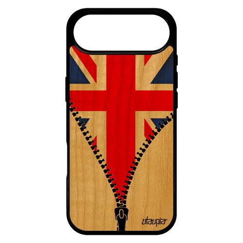 Coque Pour Iphone 17 Air Bois Silicone Drapeau Union Jack Angleterre Anglais Motif Foot Royaume Unis Britannique Euro Housse 256 Go