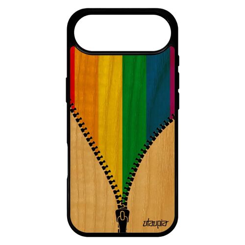 Coque Silicone De Protection Pour Iphone 17 Air Bois Drapeau Gay Pride Arc En Ciel Housse Rainbow Telephone Personnalisé Lgbt