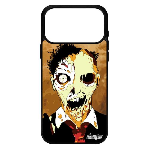 Coque pour iPhone 17 pro max en silicone zombie Orange portable smartphone horreur de protection fumee alu mort vivant terrifiant