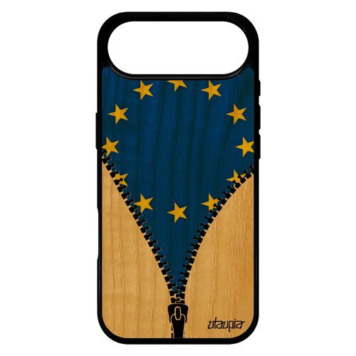Coque En Bois Drapeau Europe Europeen Ue Pour Iphone 17 Air Silicone 512 Go Smartphone Bumper Etui Union Europeenne Telephone