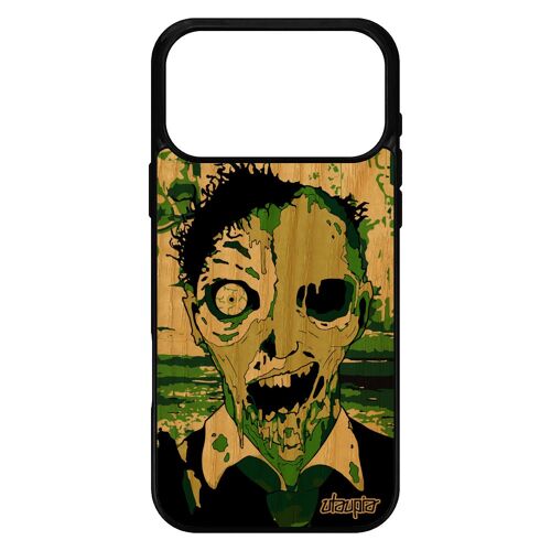 Coque zombie pour iPhone 17 pro max bois silicone design ville fin du monde de protection Vert case squelette mort vivant halloween