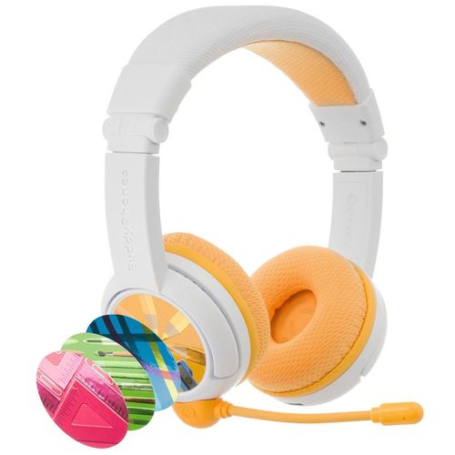 BuddyPhones School+ Casque Avec fil &sans fil Arceau Appels/Musique USB Type-C Bluetooth Blanc, Jaune