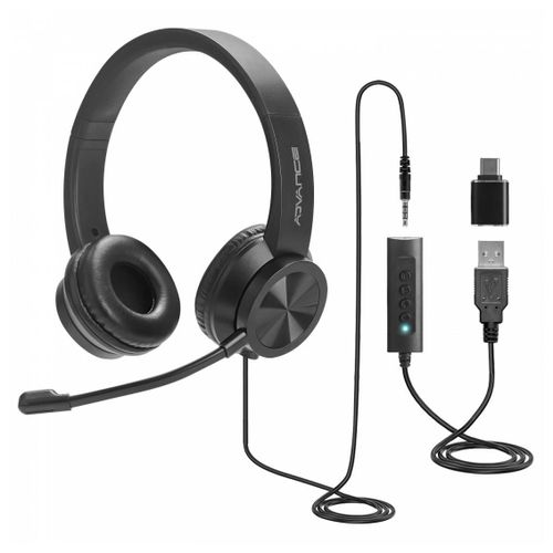 ADVANCE MIC-U750 casque Avec fil Arceau Bureau/Centre d'appels USB Type-C / USB Type-A Noir