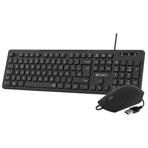 SUBBLIM SUBKBC-CSSK01 clavier Souris incluse Universel USB QWERTY Espagnole Noir