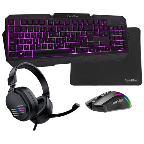 CoolBox Pack gaming DeepX-Wing 2 clavier Souris incluse USB QWERTY Espagnole Noir