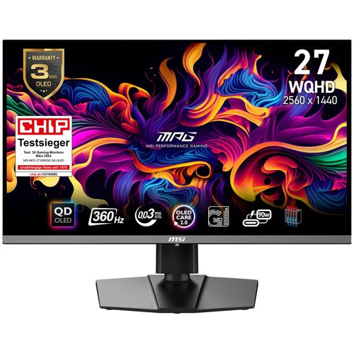 Ecran PC MSI MPG 271QRXDE QD-OLED 67,3 cm (26.5") 2560 x 1440 pixels Wide Quad HD Noir