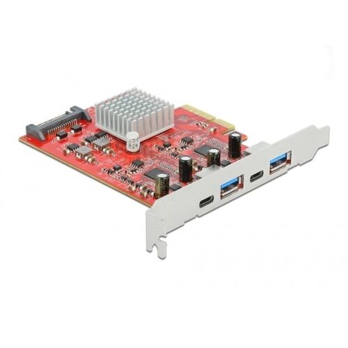 DeLOCK Carte PCI Express x4 vers SuperSpeed USB 10 Gbps avec 2 x USB Type-A et 2 x USB Type-C - Dual Channel