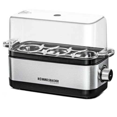 Rommelsbacher ER 300 cuiseur d'oeufs 3 oeufs 300 W Acier inoxydable, Transparent