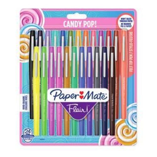 Papermate Flair Candy Pop Stylos À Encre Gel Avec Bouchon Moyen Multicolore 24 Pièce(S)