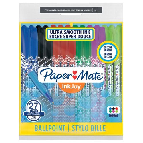 Papermate Inkjoy 100st Noir, Bleu, Vert, Citron Vert, Violet, Rouge Stylo À Bille 27 Pièce(S)