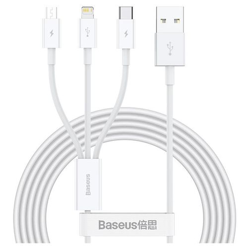 Baseus Superior câble USB USB 2.0 1,5 m USB A USB C/Micro USB A/Lightning Blanc
