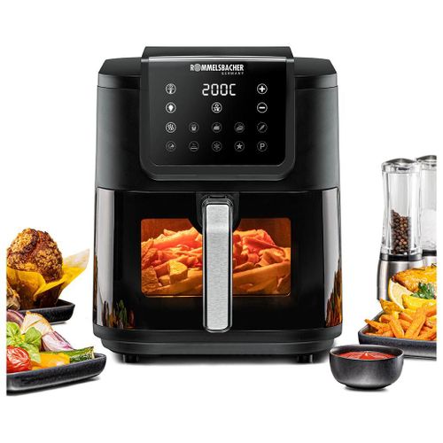 Rommelsbacher FRH 1700 friteuse Unique 8 L Autonome 1700 W Friteuse d'air chaud Noir, Acier inoxydable