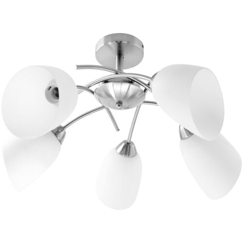 Activejet Plafonnier Classique À Lustre Suspendu Nikita Nickel 5xe27 Pour Le Salon