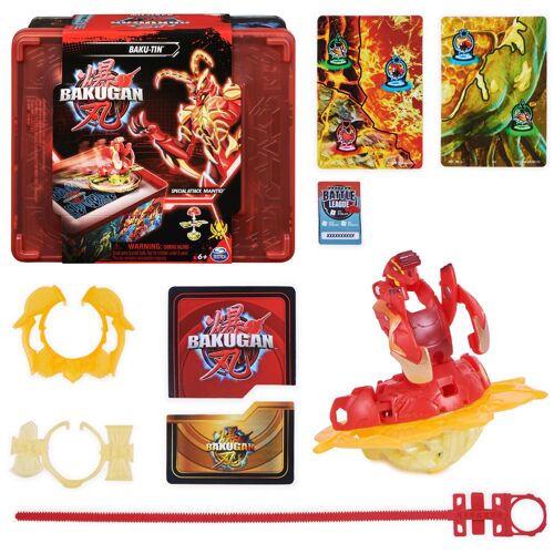 Bakugan Baku-tin avec Special Attack Mantid, figurine articulée personnalisable rotative et boîte de rangement pour jouets, jouets pour garçons et filles à partir de 6 ans