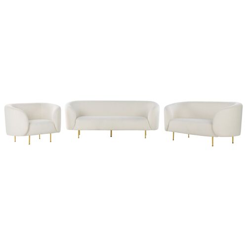 Ensemble de canapés 6 places en tissu bouclé blanc LOEN