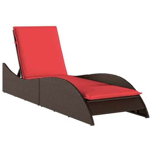 Vidaxl Chaise Longue Avec Coussin Marron 60x205x73 Cm Résine Tressée