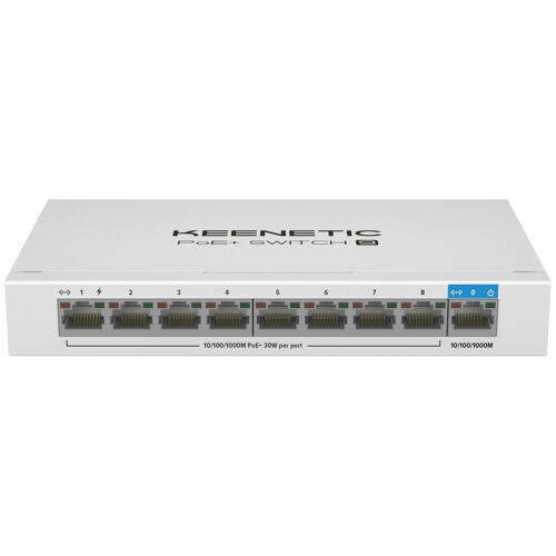 Keenetic PoE+ Switch 9 Commutateur Gigabit 9 ports avec 8 ports PoE+ et budget énergétique de 120 W