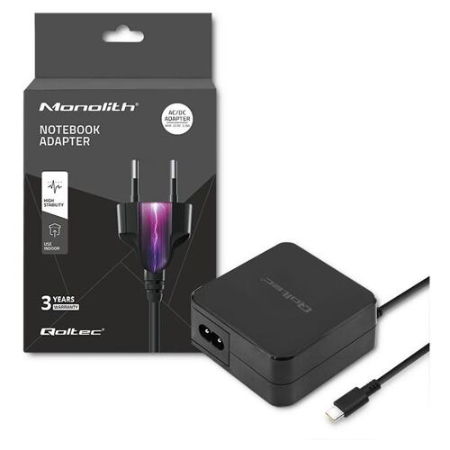 Qoltec 51027 chargeur d'appareils mobiles Téléphone portable, Ordinateur portable Noir Secteur, CC, USB Intérieure