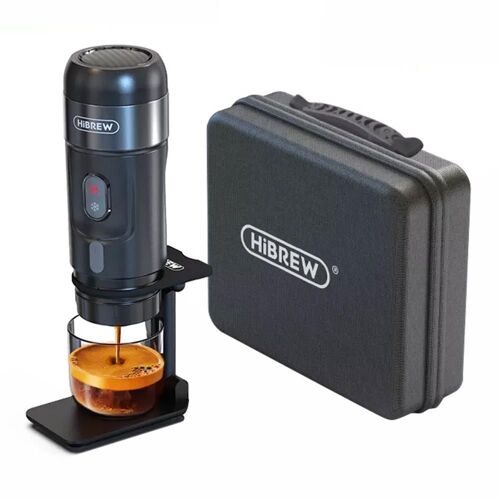 HiBREW H4A 80W Machine à café portable pour voiture avec support, sac de voyage, extraction DC 12V 15 bars, cafetière à capsules multiples 3 en 1 chaud/froid