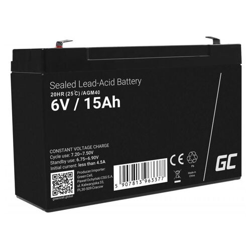 Green Cell AGM40 Batterie de l'onduleur VRLA AGM 6 V 15 Ah