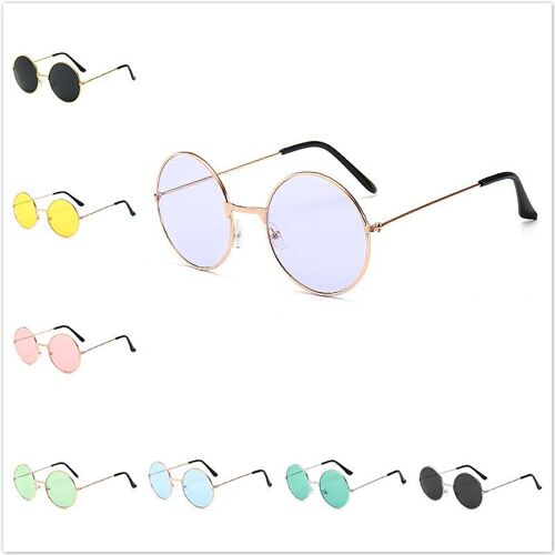 Lunettes De Soleil Rondes En Métal Pour Hommes Et Femmes, 2 @ #, À La Mode, Pour Conduire Des Motos, Style Rétro Vintage