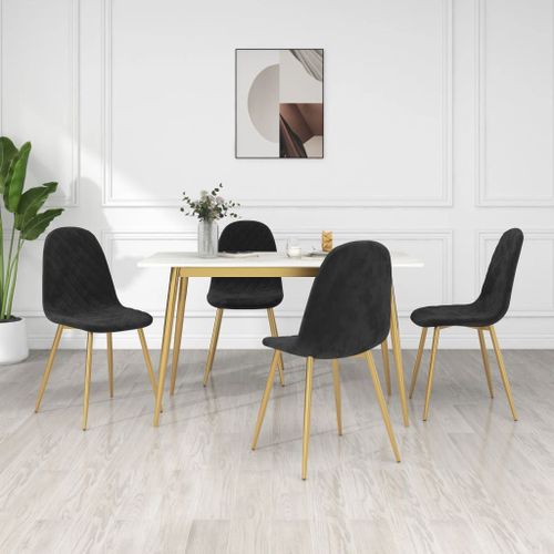 Vidaxl Chaises À Manger Lot De 4 Noir Velours