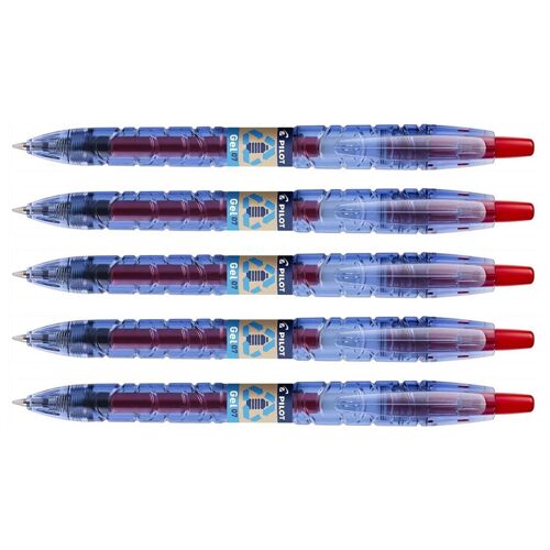 Pilot Lot De 5 Stylos Bille Encre Gel B2p Pointe Moyenne Rouge