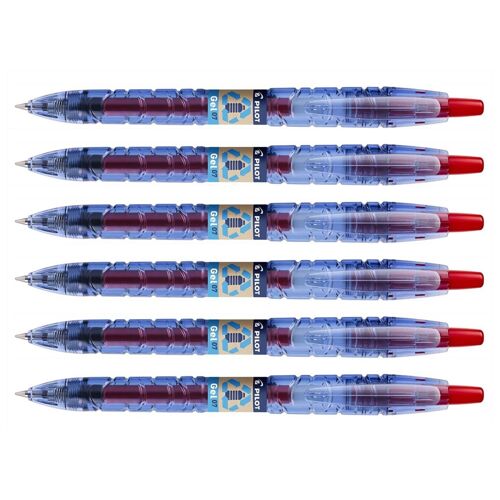 Pilot Lot De 6 Stylos Bille Encre Gel B2p Pointe Moyenne Rouge