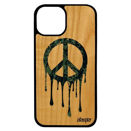 Coque Antichoc Iphone 13 Pro Max En Bois Silicone Peace And Love 256 Go Motif Homme Gris Rasta Telephone Hippie & Solide