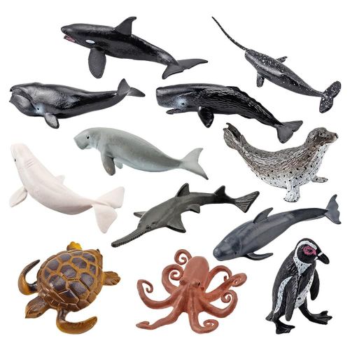Jouets Éducatifs Pour Enfants, 12 Pièces, Animaux De La Vie Marine, Dauphin Megalodon, Baleine, Requin, Modèle Figurines D'action, Aquarium Miniature, Jouets Pour Enfants