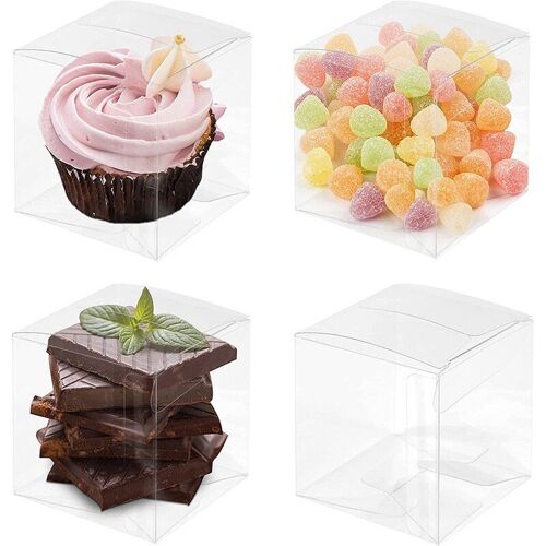 Boîtes à dragées transparentes, coffrets cadeaux en plastique, boîtes à bonbons transparentes, coffrets cadeaux transparents pour mariage, fête, réception-cadeau pour bébé