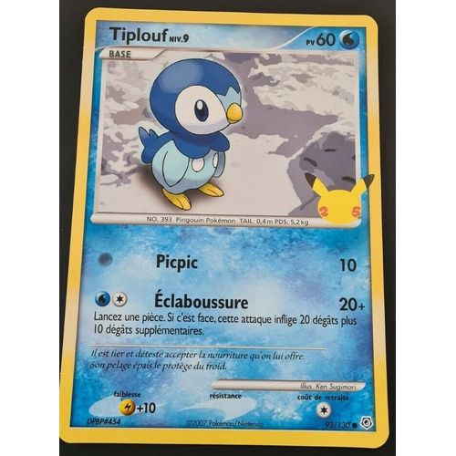 Pokémon Tiplouf 93 / 130 Promo Carte Géante Jumbo 25 Ans
