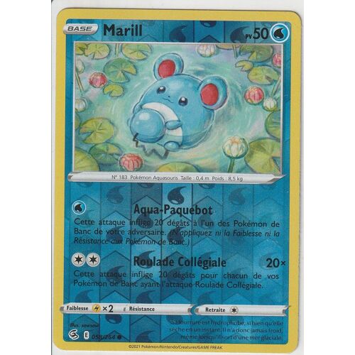 Carte Pokemon - Marill - 058/264 - Reverse - Épée Et Bouclier 8 - Poing De Fusion - Neuve .V.F