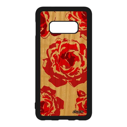 Coque Bois Samsung S10e Silicone Rose Fleur Mobile Love Romantique Tatoo Petale De Housse Floral Femme Mariage Tpu Rouge Vrai Galaxy