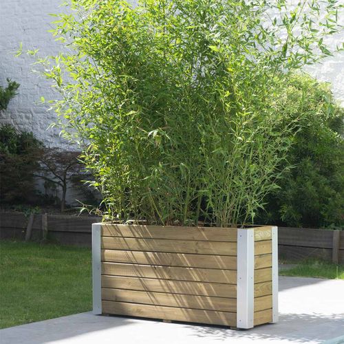 Bac À Bambou - Epaisseur Des Planches 4.5cm - Traité Autoclave Classe 3 - Poignées Intégrées - Feutre Géotextile Inclus - Finitions Barres De Métal - 3 Dimensions (72l / 107l/ 170l)