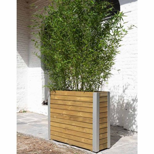 Bac À Bambou - Epaisseur Des Planches 4.5cm - Traité Autoclave Classe 3 - Poignées Intégrées - Feutre Géotextile Inclus - Finitions Barres De Métal - 3 Dimensions (72l / 107l/ 170l)