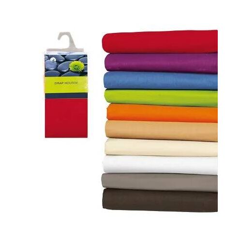 Drap Housse - Rouge - 180x200 - 100% Coton - Lavable À 40° - Tissage Serré