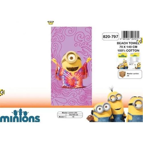 Serviette De Bain - Minions - 70x140 Cm - Coton - Jaune - Inclus : Hand Spinner