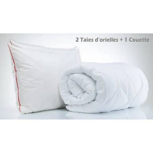 Couette Et Oreillers - 220x240 Cm - 2 Oreillers 50x70 Cm - Anti-Acariens - 100% Coton
