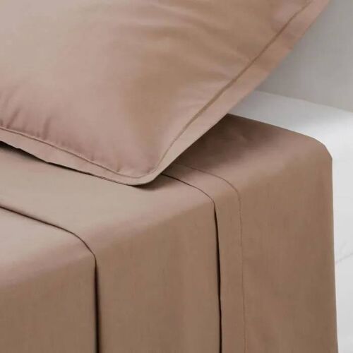 Drap Plat - Atmosphera - 180x290 - Coton - Taupe - Uni