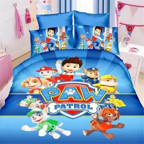 Parure De Lit Enfant - Pat Patrouille Paw Patrol - Housse 140x200 Cm - Taie 48x74 Cm - Bleu