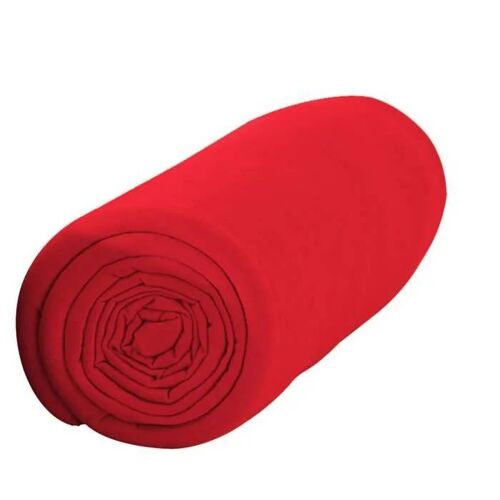 Drap Housse - 1 Personne - Rouge - 90x190 Cm - 25 Cm Bonnet - 100% Coton