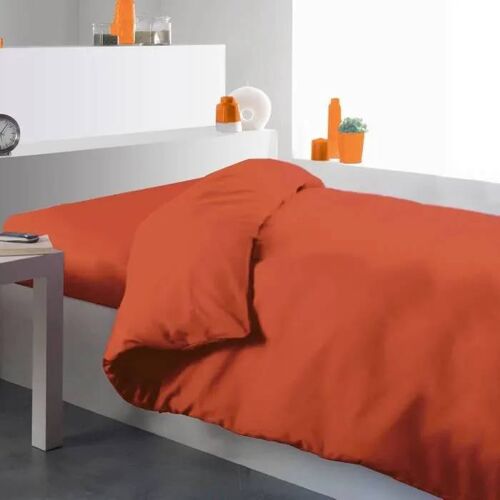Housse De Couette - Design Actuel - Mandarine - 140x200 Cm - 100% Coton - Uni
