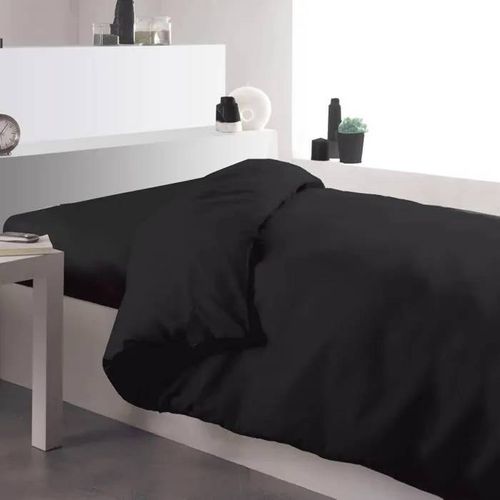 Housse De Couette - Desing Actuel - 140x200cm - 100% Coton - Couleur Réglisse - Uni
