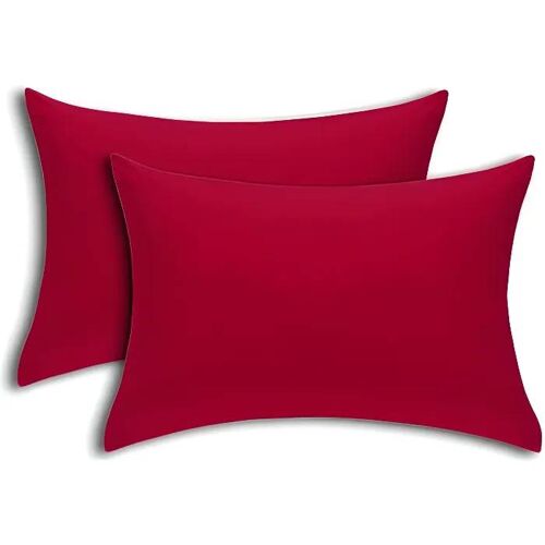 Taies D'oreillers - Rouge - 100% Coton - 50x70 Cm - Lavable - Uni