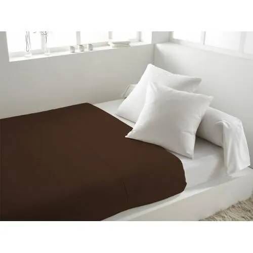 Drap Plat - 100% Coton - Chocolat - 240x300 Cm - 57 Fils/Cm² - Lavable En Machine