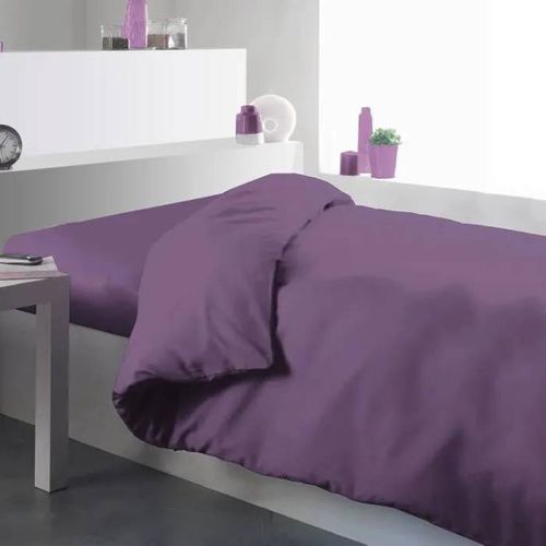 Housse De Couette - Design Actuel - 140x200cm - 100% Coton - Uni - Figue
