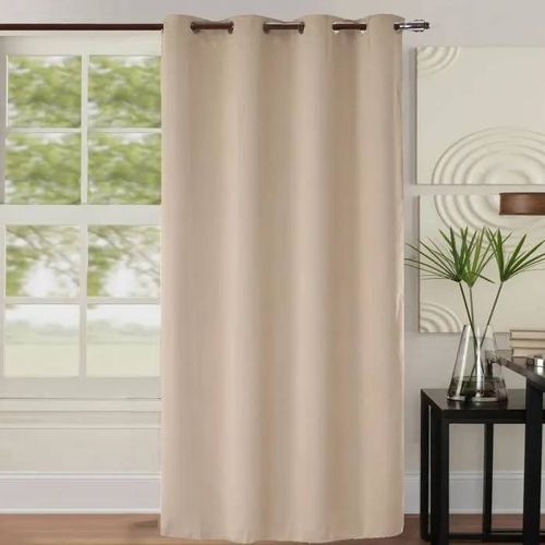 Paire De Rideaux Occultants Unis - Beige - 1x260cm - Synthétique - Uni - ?Illets